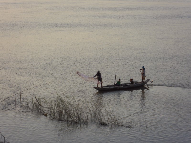 Fischer auf dem Mekong bei Kampong Cham