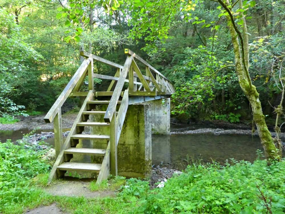 Holzbrücke über die Lieser: Manderscheider Burgenstieg